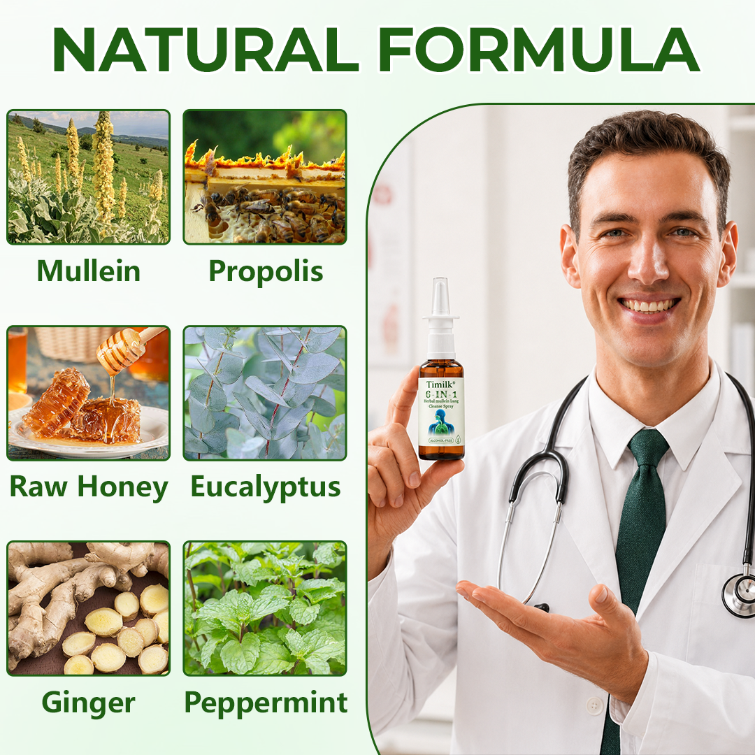 Timilk® 6-in-1 Herbal mullein Lung Cleanse Spray