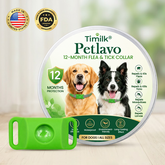 Timilk® Petlavo 12-Month Flea & Tick Collar 🐶 — Say Goodbye to Fleas & Ticks 💨, Keep Your Dog Comfortable 🌿, Long-Lasting Protection ✅