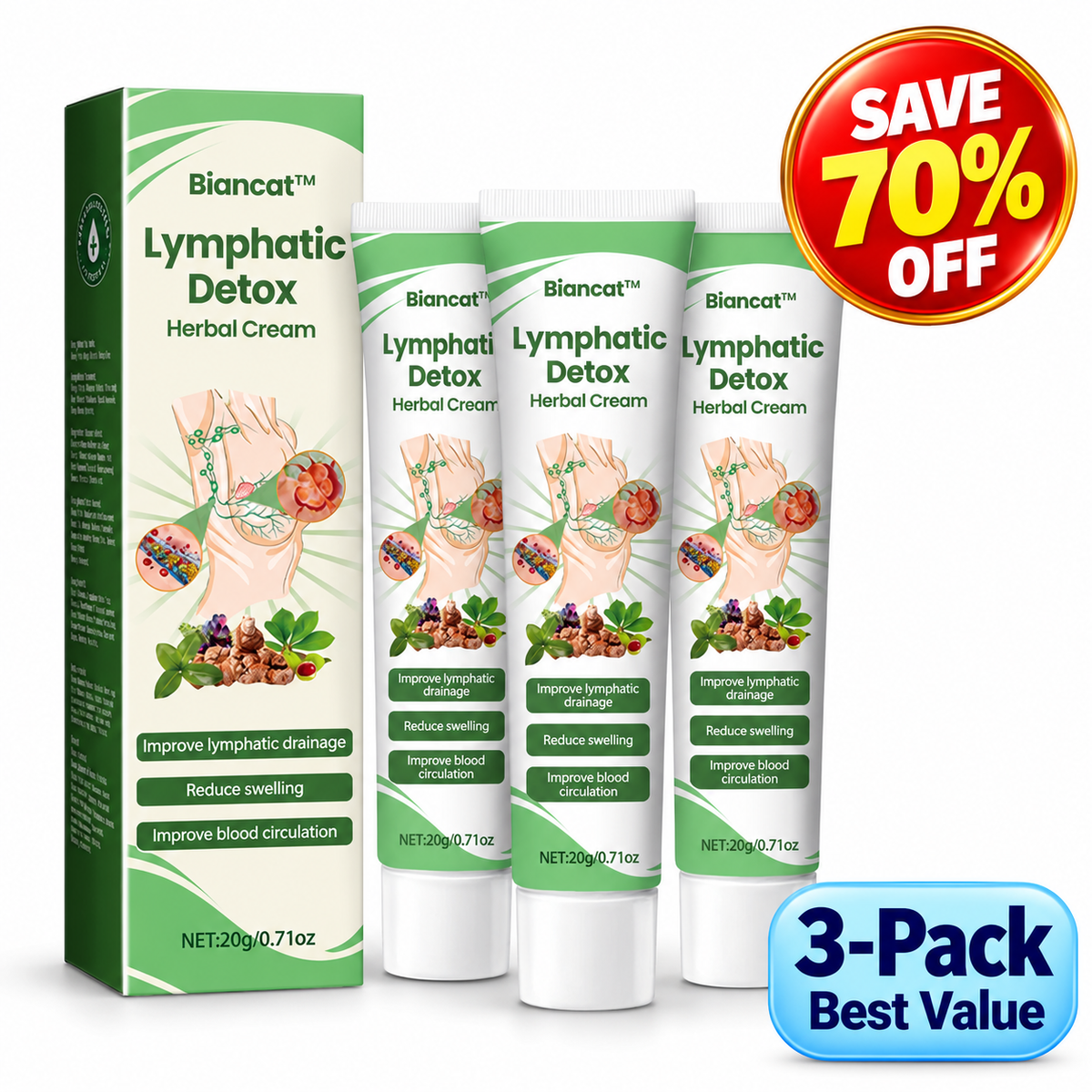 Biancat®  Lymphatic Detox Herbal Cream.
